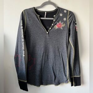 ALP N ROCK Henley Canada Theme Long Sleeve Shirt
